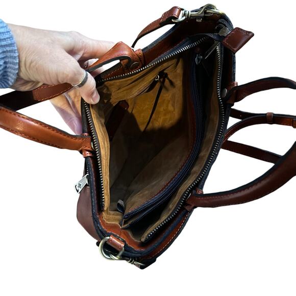 PATRICIA NASH FAIRFORD TULLED LEATHER SATCHEL CLASSIC HANDBAG CASUAL NEUTRAL - Picture 8 of 11